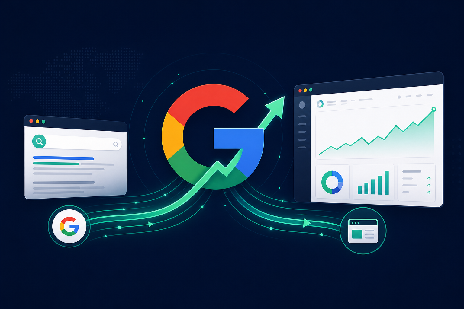 Google hit bot ile organik trafik artırma — arama ve analitik görseli